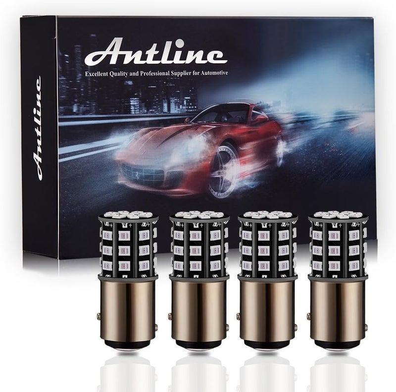 Antline 1157 2057 2357 7528 BAY15D LED Bulbs Brilliant Red, 12-24V Super Bright 800 Lumens Replacement for Tail Brake Lights, Turn Signal Lights, Parking Light (Pack of 4) - Image 1